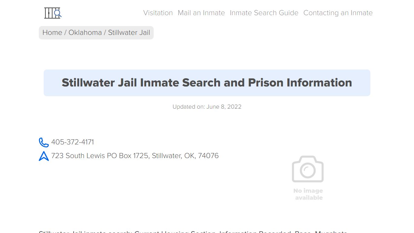 Stillwater Jail Inmate Search, Visitation, Phone no ...