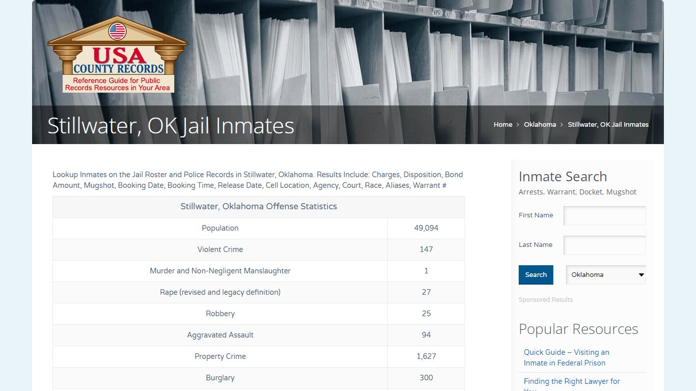 Stillwater, OK Jail Inmates | Name Search